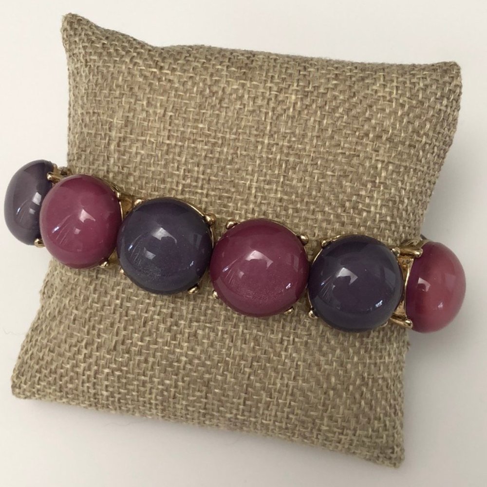 DONATED Stretch bracelet  gold pink/purple stones - Picture 4 of 5